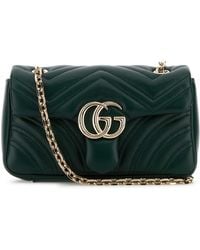 Gucci - Dark Nappa Leather Small Gg Marmont Shoulder Bag - Lyst