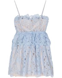 Self-Portrait Tiered Lace Mini Dress in Pink | Lyst