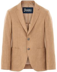 Herno - Single-Breasted Linen Jacket - Lyst