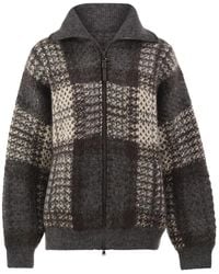 Brunello Cucinelli - Jacquard Knit Bomber Cardigan With Sequins - Lyst