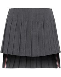 Thom Browne - Dark Low Rise Mini Narrow Pleated Skirt - Lyst