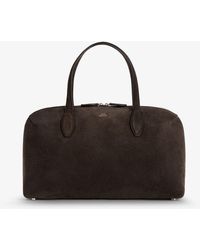 TOTEME - Suede Shoulder Bag With Logo Lettering On The Front - Lyst