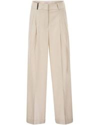 Peserico - Tailored Virgin Wool Stretch Trousers With Front Pleats - Lyst