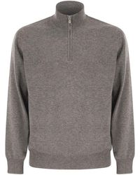 Brunello Cucinelli - Cashmere Turtleneck Sweater With Zipper - Lyst