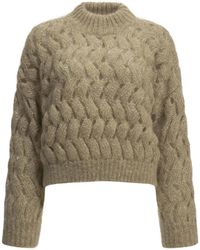 Brunello Cucinelli - "Dazzling Zigzag Cables" Crew-Neck Sweater - Lyst
