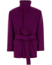 Saint Laurent - Tyrian Wool Coat - Lyst