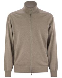 Brunello Cucinelli - High-Necked Cashmere Cardigan With Zip - Lyst