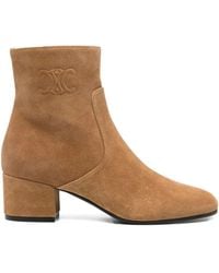 Celine - Suede Ankle Boots - Lyst