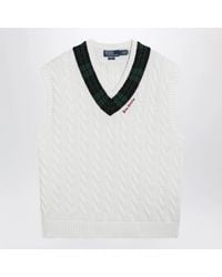 Polo Ralph Lauren - Cream Cable-Knit Relaxed-Fit Vest - Lyst