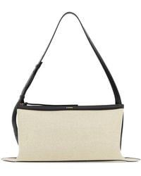 Jil Sander - Two-Tone Canvas And Leather Medium Empire Shoulder Bag - Lyst