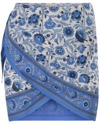MC2 Saint Barth - Floral Print Cotton Wrap Mini Skirt - Lyst
