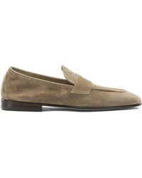 Brunello Cucinelli - Suede Loafers Loafers & Slippers Beige - Lyst