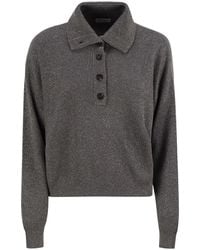 Brunello Cucinelli - Cotton And Viscose Rib Knit High Collar - Lyst