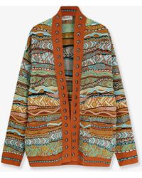 Laneus - Cardigan With Multicolored Inlays - Lyst