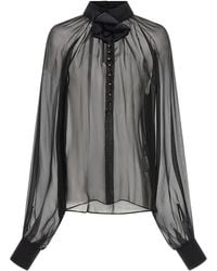 Dolce & Gabbana - Dolce & Gabbana Chiffon Blouse With Flower - Lyst