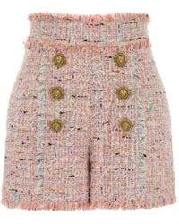 Balmain - Tweed Shorts - Lyst