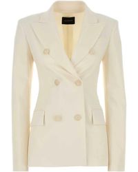 ANDAMANE - Ivory Stretch Gabardine Blazer - Lyst