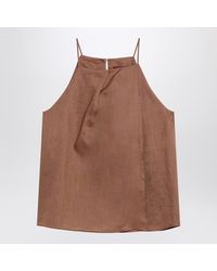 Max Mara - Tobacco-Coloured Gauze Top - Lyst