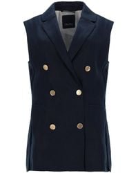 Max Mara - S Max Mara Doublebreasted Linen Mat Vest - Lyst