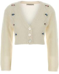 Alessandra Rich - Ivory Mohair Blend Cardigan - Lyst