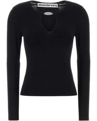 Alexander Wang - Ls V-Neck Pullover With Crystal Necklace - Lyst