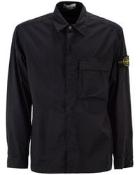 Stone Island - Comfort Fit Overshirt With Press Studs - Lyst