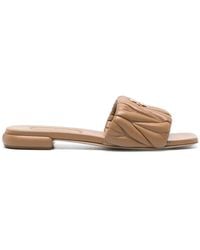 Miu Miu - Logo-Plaque Sandals - Lyst