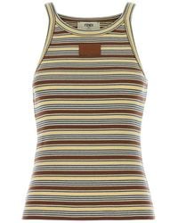 Fendi - Striped Cotton Tank Top - Lyst
