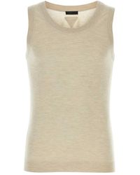 Prada - Melange Sand Cashmere Tank Top - Lyst