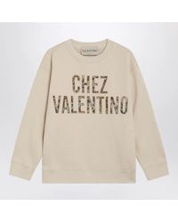 Valentino - Ivory Cotton Sweatshirt With Chez Floral Motif - Lyst