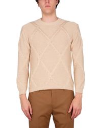 Ballantyne - Cotton Cable Stitch Crew Neck Sweater - Lyst