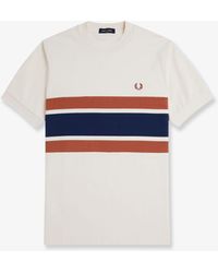 Fred Perry - Cotton T-Shirt With Striped Motif - Lyst