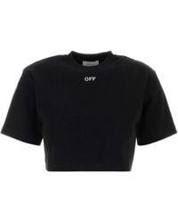 Off-White c/o Virgil Abloh - Off Off Stamp Rib Cropped Tee - Lyst