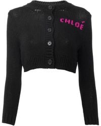Chloé - Short, Fitted Cardigan With Logo - Lyst