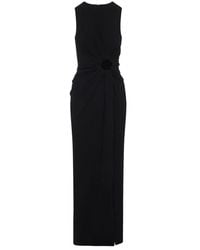 Max Mara - Spxsaletta – Long Stretch Jersey Dress With Draping And Cut-Out - Lyst