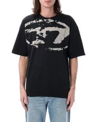 DIESEL - T-Shirt With Distressed Flock Print - Lyst