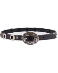 Golden Goose - Belt Threads Washed Leather Hammered Studs And Application Of Metallic Elements - Lyst