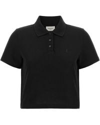 Saint Laurent - 'Cassandre' Crop Polo Shirt - Lyst