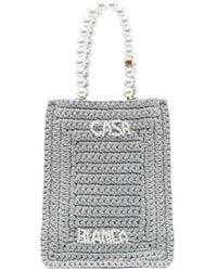 CASABLANCA - Pearl Mini Crochet Shopping Bag - Lyst
