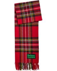 Barbour - Check Pattern Wool Scarf - Lyst