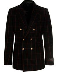 Gucci - Double-Breasted Check Blazer - Lyst