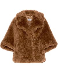 Max Mara - Wide Sleeved Double-Breasted Faux-Fur Jacket - Lyst