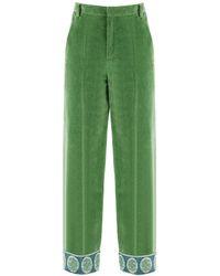 Valentino Garavani - Velvet Pants With Jacquard Border - Lyst