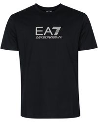 EA7 - E. A.7 Luxury Cotton Crewneck T-Shirt With Oversized Training Logo - Lyst