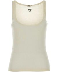 Versace - Tank Top Rib With Medusa Embroidery - Lyst