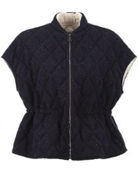 Fabiana Filippi - Quilted Virgin Wool, Silk And Cashmere Gilet With Sequins - Lyst