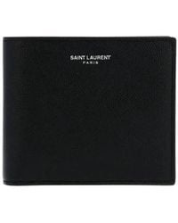 Saint Laurent - Leather Bi-Fold Wallet With Logo For - Lyst