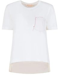 Marni - Cotton T-Shirt With Embroidered Logo - Lyst