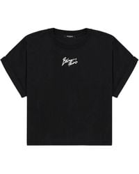 Balmain - Cropped T-Shirt With Logo - Lyst
