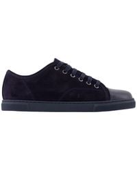 Lanvin - Calf Leather And Suede Low-Top Sneakers - Lyst